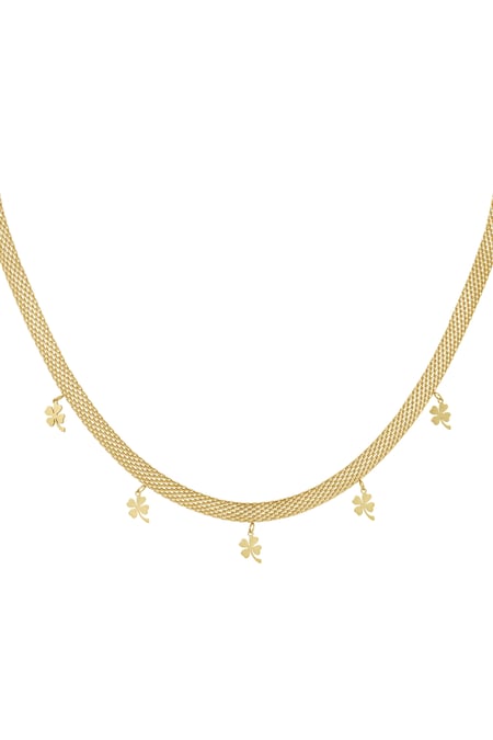 Robuste Halskette mit Kleeblättern – Goldfarbe - Goldfarbefarbe 2