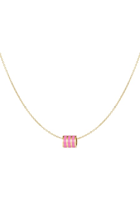 Collier charm rond - doré/rose 2