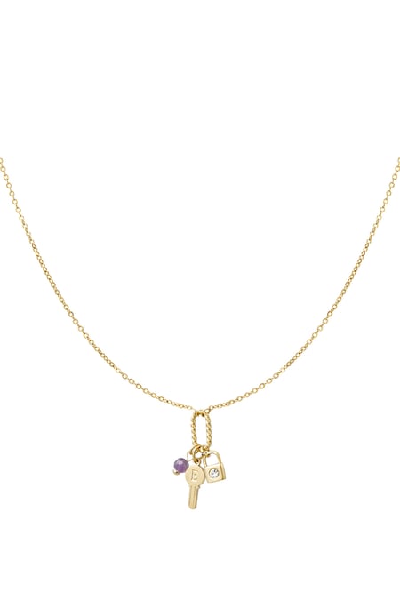 Collier charms clé lettre e - doré 2