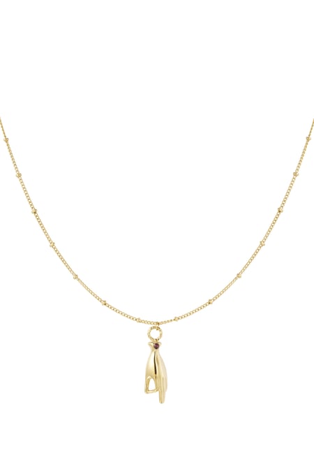 Necklace hand charm with stone - Gold color/purple 2