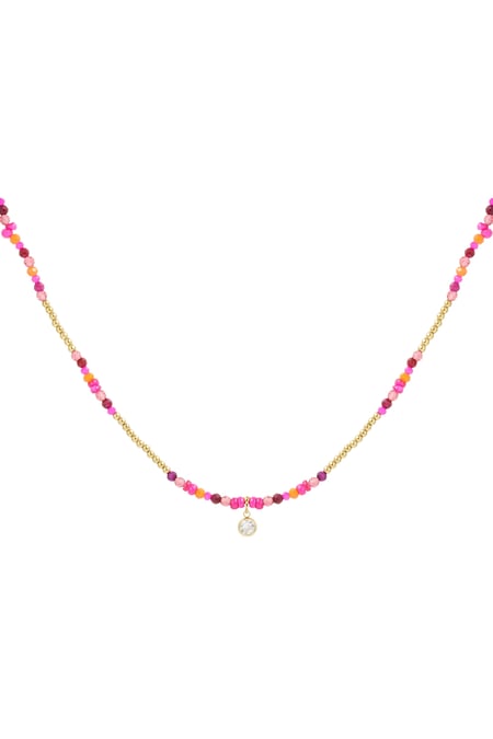 Bunte Halskette aus Naturstein und Strass 2