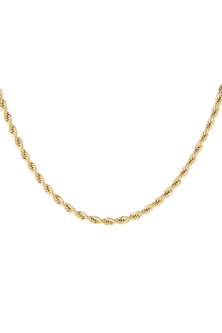 unisex necklace thick twisted short - Gold color-4.5mm 2