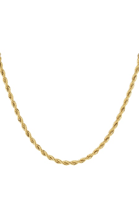 unisex necklace thick twisted 60cm - Gold color-4.5mm 2