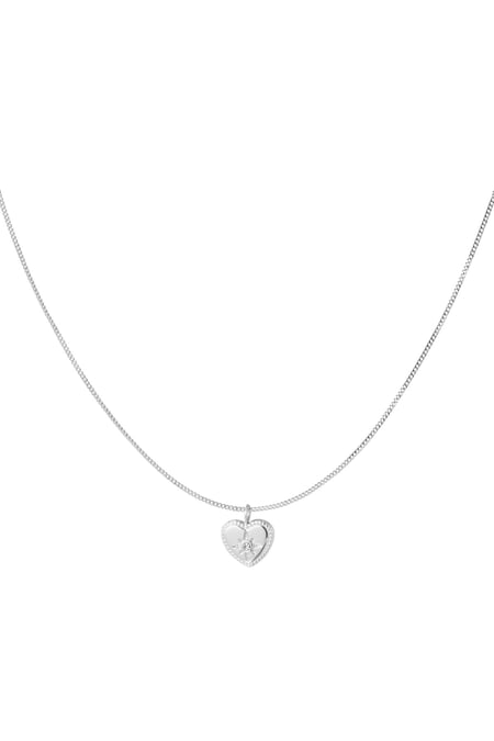 Classic heart necklace with diamond - Silver Color color 2