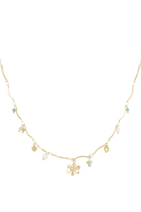 Halskette mit Sommerblumen-Anhänger – Goldfarbe - Goldfarbefarbe 2