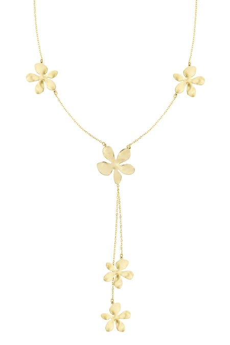 Lange Blumen-Party-Halskette – Goldfarbe  - Goldfarbefarbe 2