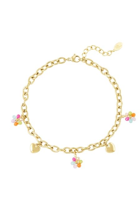Fußkettchen mit Herzen und Blumen  2