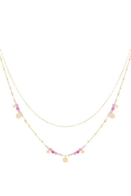 Halskette mit rosa Anhängern - Goldfarben 2