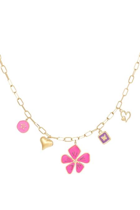 Halskette mit floralem Fusion-Muster – Goldfarbe - Goldfarbefarbe 2