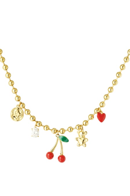 Bedelketting cherry chaser - Goud kleur kleurig 2