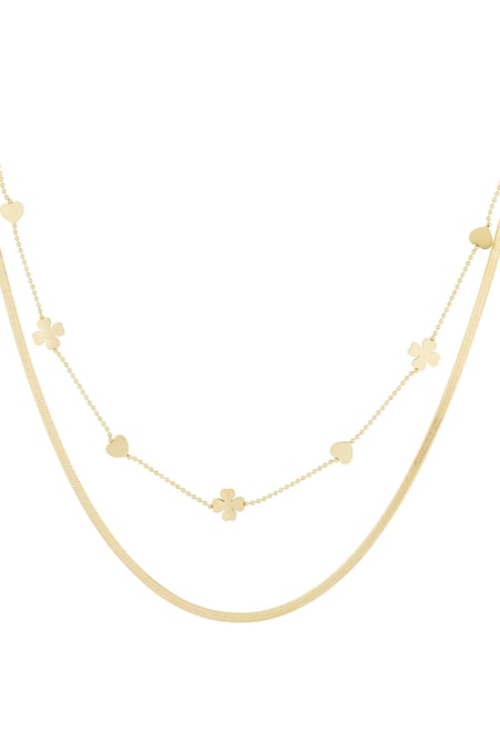 Dubbele ketting clover heart 2