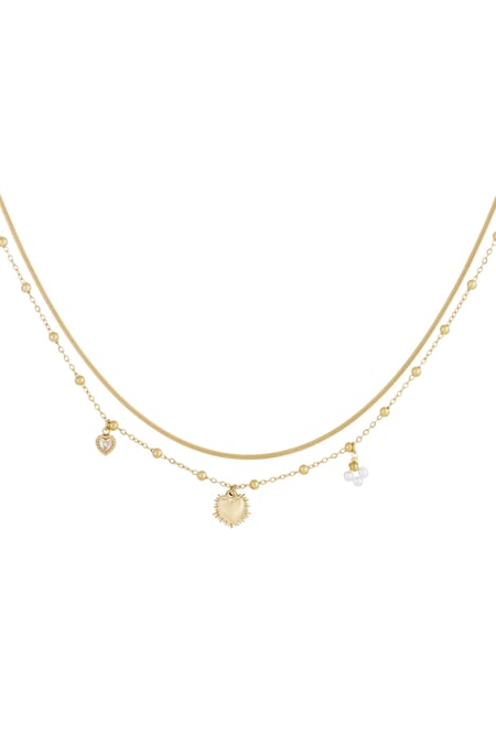 Doppelte Kette mit Herzanhänger - Goldfarben 2