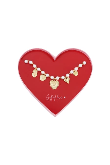 gift of love stainless steel pearl hearts necklace 2