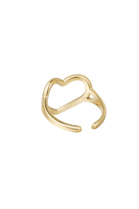 Adjustable ring heart - Gold Color Stainless Steel One size