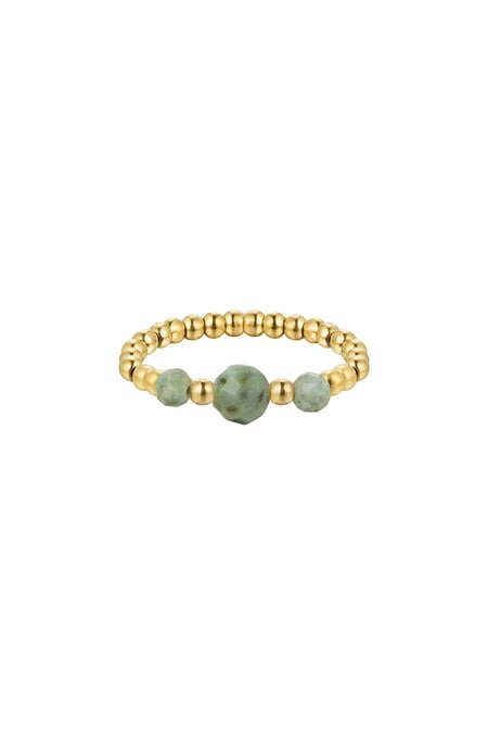 Ring small beads - Natural stone collection - Gold Color/black Green & Gold One size 2