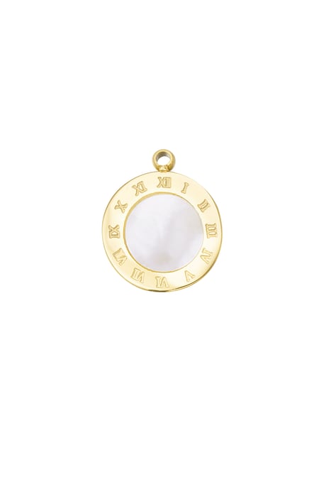 Charm round latin numbers - Gold color/white