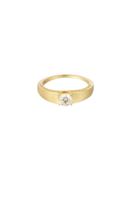 Bague basique avec pierre - Couleur or - 16 2