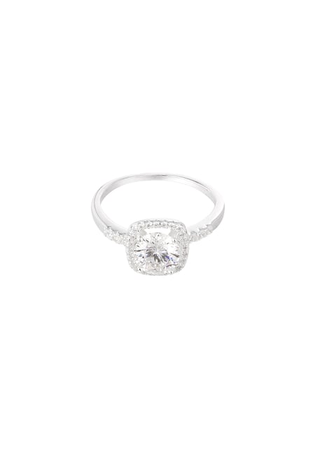 Bague pierre carrée - argent - 16 2