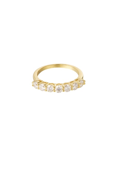 Bague petites pierres en rang - Couleur or - 16 2