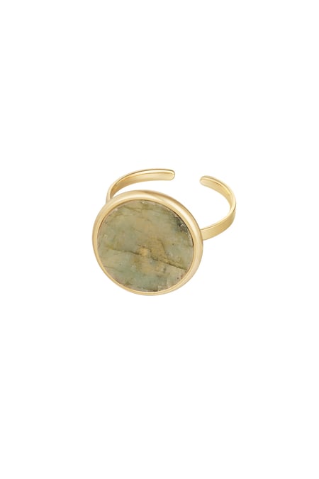 Ring basic round stone - Gold color/beige 2
