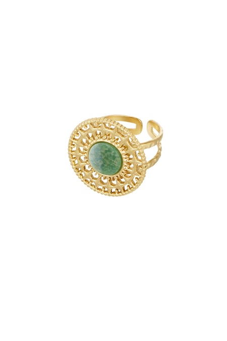 Ring barok met steen - groen 2