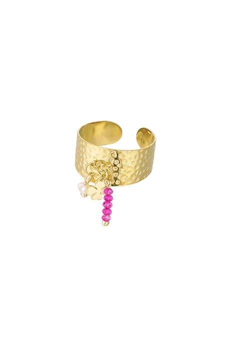 Statement-Ring mit Anhängern – Fuchsia