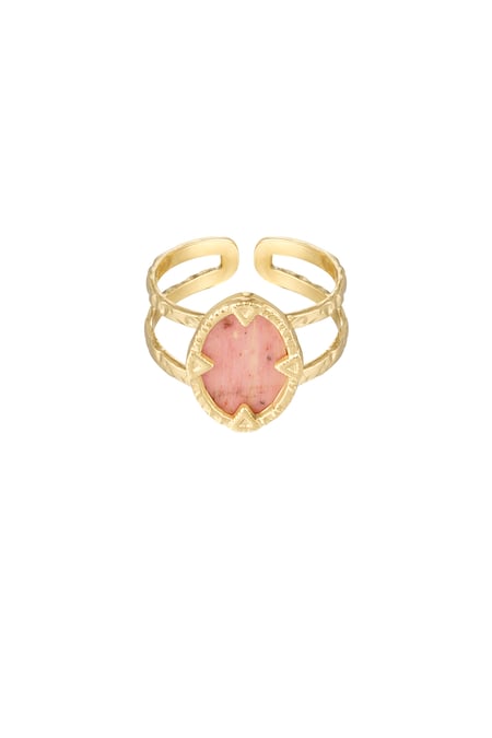 Ring with stone - Gold color/pink 2