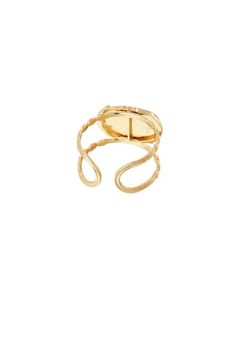 Bague classique pierre allongée - dorée/blanche