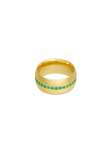 Ring breed met steentjes - groen 2