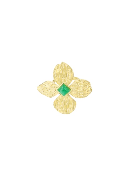 bloem ring met groene steen 2