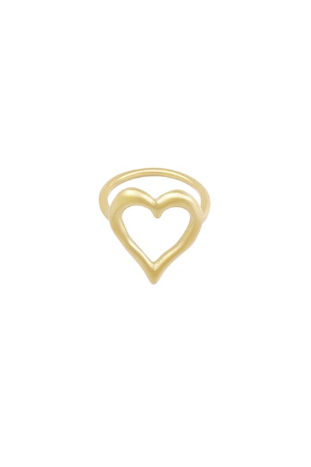 Gestructureerde hart ring - Goud kleur 16  2
