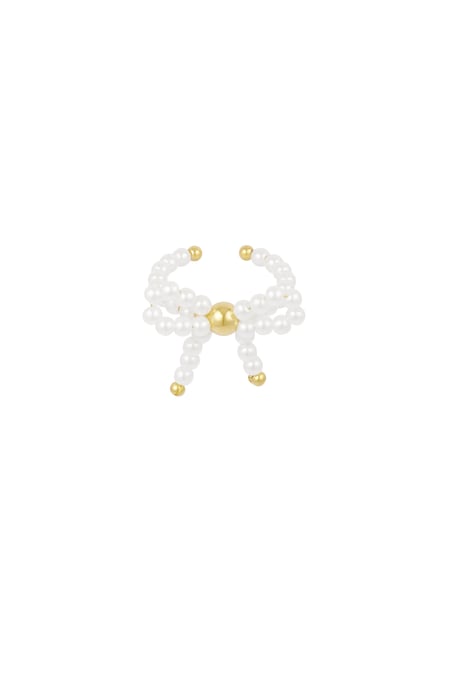 Parel strik ring - wit Goud kleur Color  2