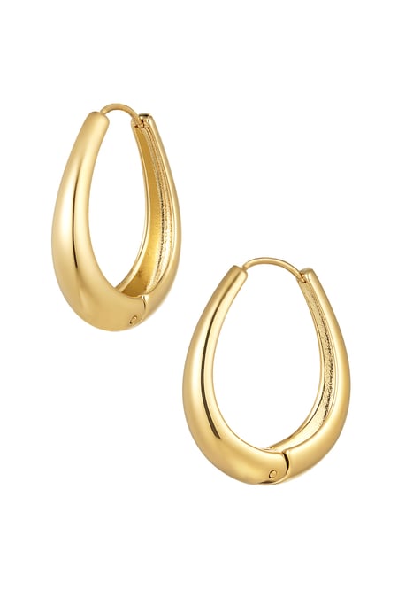 Earrings classy oval - Gold Color Stainless Steel 2