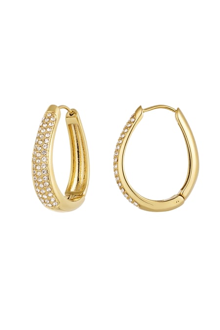 Ohrringe oval glamourös - Goldfarbe Edelstahl 2