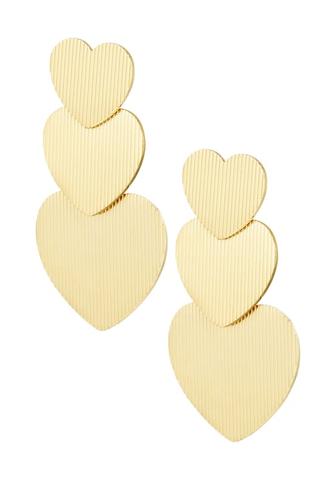 Ohrringe 3 mal Herz - Goldfarbe Edelstahl 2