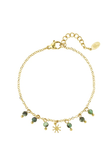 Bracelet hanging beads - green/Gold color Stainless Steel 2