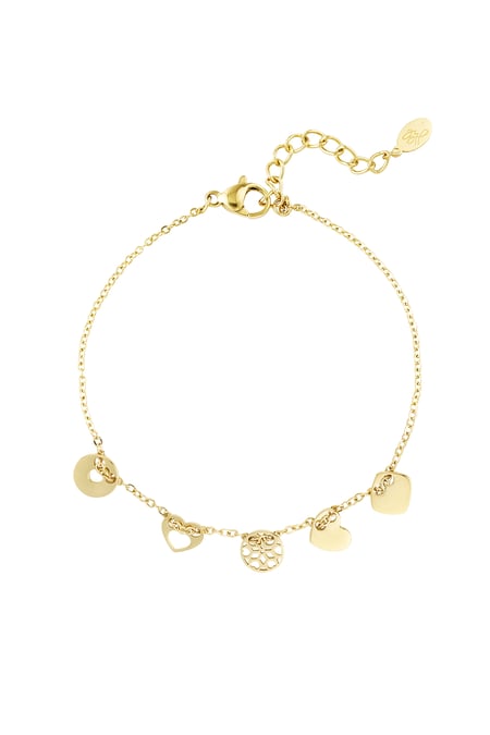 Armband mit Anhängern - Goldfarbe Edelstahl 2