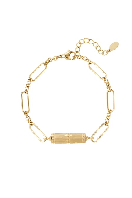 Link bracelet with charm - Gold Color Stainless Steel 2