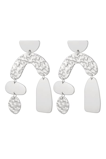 Statement earrings asymmetrical - silver color Stainless Steel 2