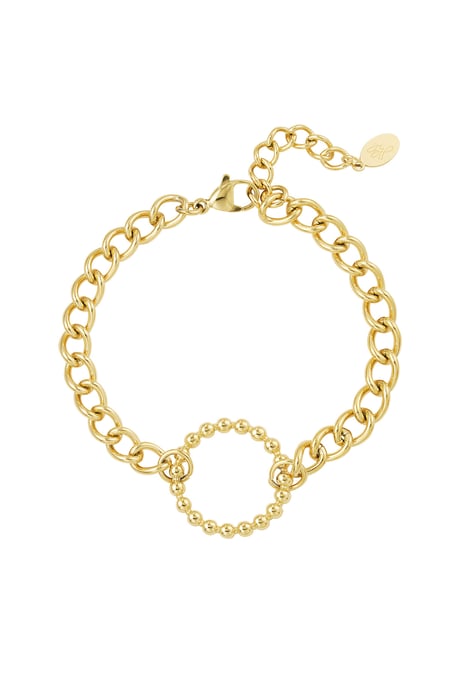 Link bracelet with circle - Gold Color stainless steel 2