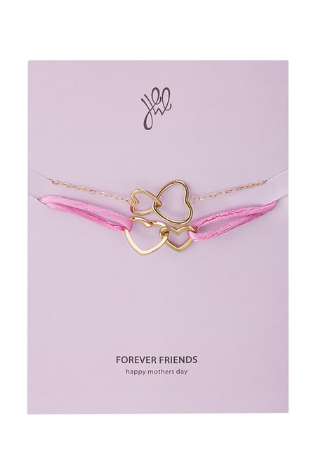 Set of bracelets connected hearts - mother's day - Gold Color Stainless Steel 2