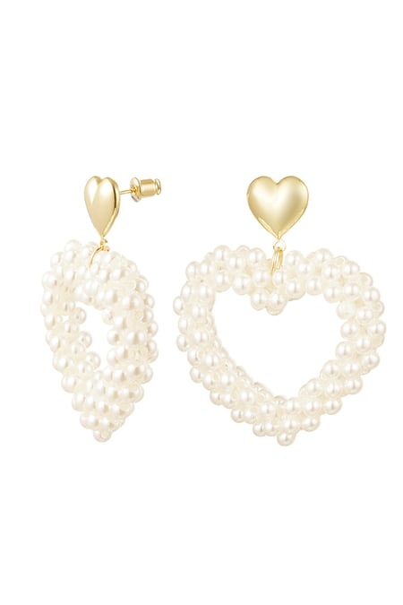 Earrings heart pearls - Gold Color Copper 2