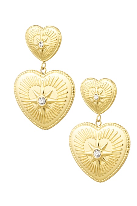 Ohrringe Statement-Herzen mit Steinen – Goldfarbe - Goldfarbefarbe 2