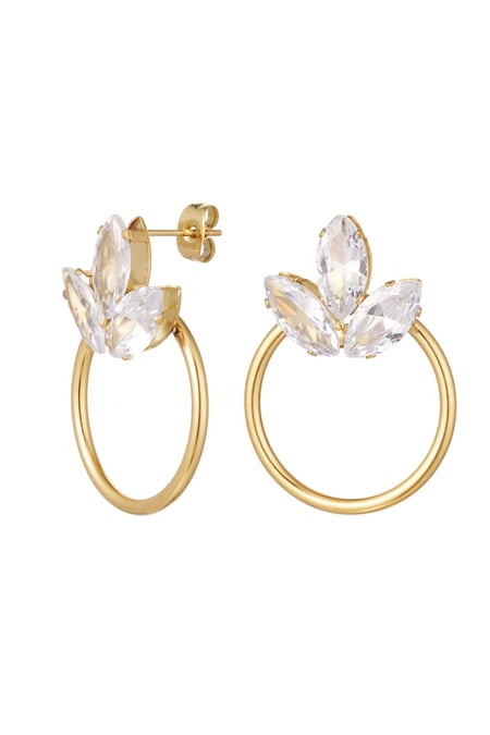 Earrings with stone detail - Gold Color Stainless Steel