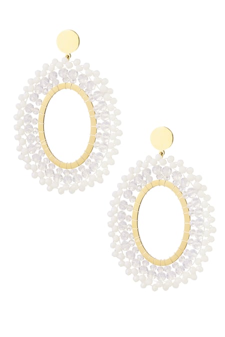Pendientes abalorios fiesta - acero inoxidable blanco 2