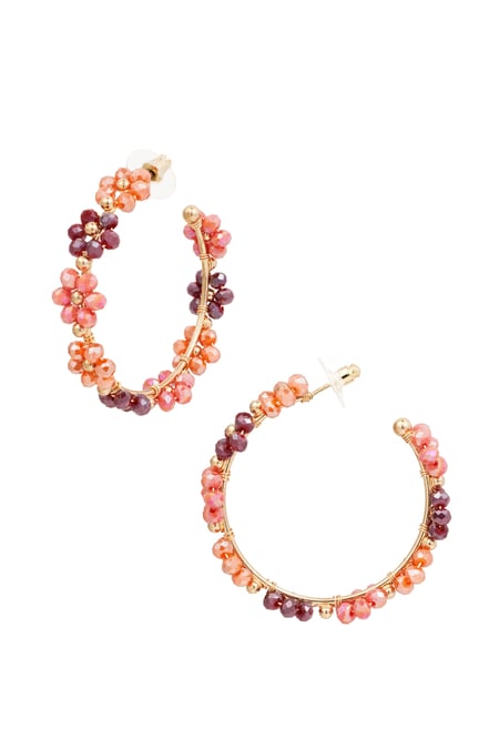 Earrings flowers large - salmon/purple Metal 2