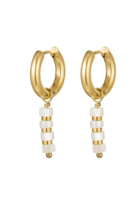 Earrings pearl tube - Gold Color Stainless Steel 2