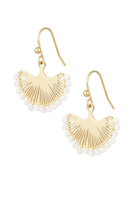 Boucles d'Oreilles Coquillage avec Perles - Doré Acier Inoxydable 2