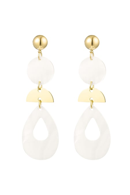 Statement earrings pendants with seashell - Gold Color Stainless Steel 2