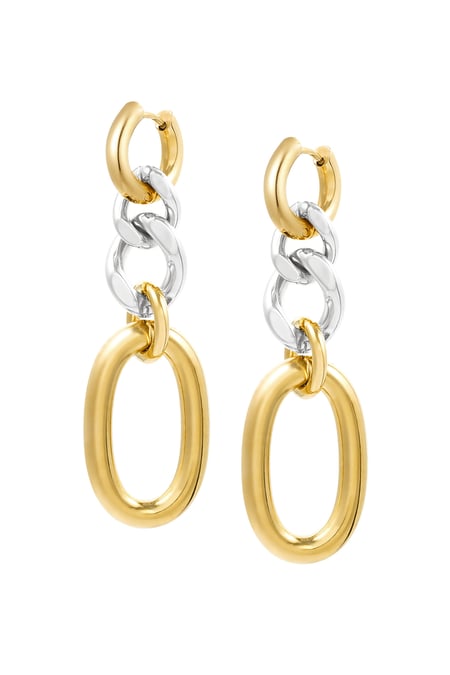 Earrings large/small links - silver/Gold color 2
